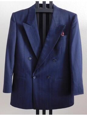 Pierre Cardin Wool Blazer Navy Pinstripe Union Made USA Mens 44R